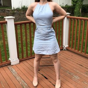 Mimi Chica XS light blue chambray halter dress